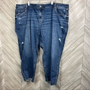 Old navy boyfriend mid rise denim jeans medium/dark wash size 26 plus long